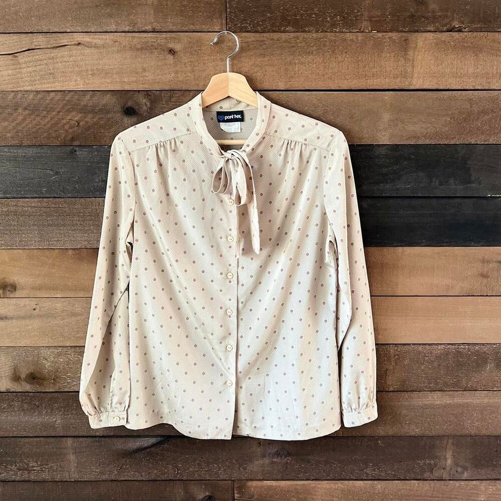 American-vintage Women's Cream and Tan Blouse